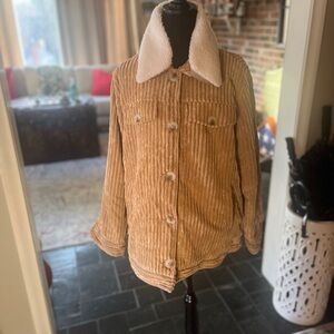 Koolaburra Tan Corduroy Teddy Jacket with White Collar